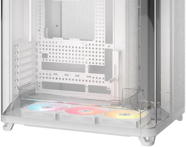 Alt view image 9 of 12 - Corsair AIR 5400 RS-R ARGB Triple Chamber Mid-Tower PC Case-White with 3x RS-R 120mm reverse PWM ARGB fans Pre-installed, BTF Back Plug Motherboard Design