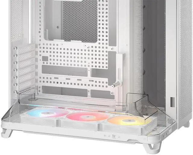 Alt view image 10 of 12 - Corsair AIR 5400 RS-R ARGB Triple Chamber Mid-Tower PC Case-White with 3x RS-R 120mm reverse PWM ARGB fans Pre-installed, BTF Back Plug Motherboard Design