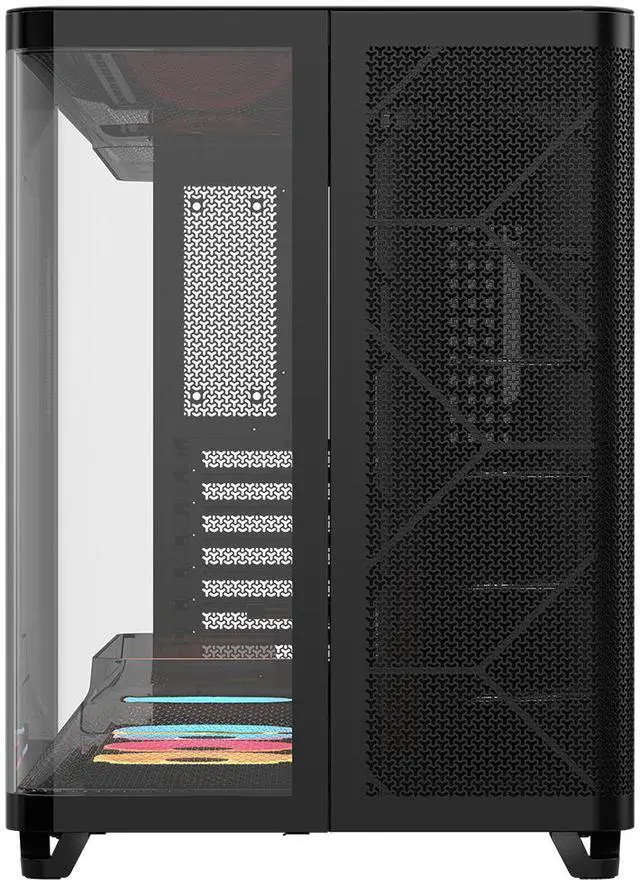 Alt view image 2 of 12 - Corsair AIR 5400 LX-R RGB iCUE LINK Triple Chamber Mid-Tower PC Case-Black with 3x iCUE LINK LX-R RGB 120mm reverse-rotor fans and System Hub Pre-Installed, BTF Back Plug Motherboard Design