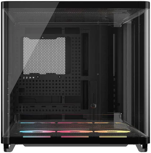 Alt view image 3 of 12 - Corsair AIR 5400 LX-R RGB iCUE LINK Triple Chamber Mid-Tower PC Case-Black with 3x iCUE LINK LX-R RGB 120mm reverse-rotor fans and System Hub Pre-Installed, BTF Back Plug Motherboard Design