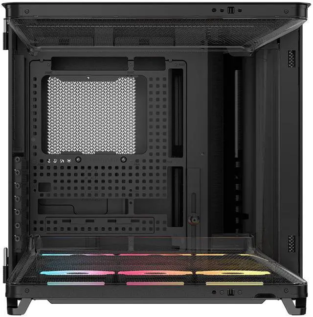 Alt view image 4 of 12 - Corsair AIR 5400 LX-R RGB iCUE LINK Triple Chamber Mid-Tower PC Case-Black with 3x iCUE LINK LX-R RGB 120mm reverse-rotor fans and System Hub Pre-Installed, BTF Back Plug Motherboard Design