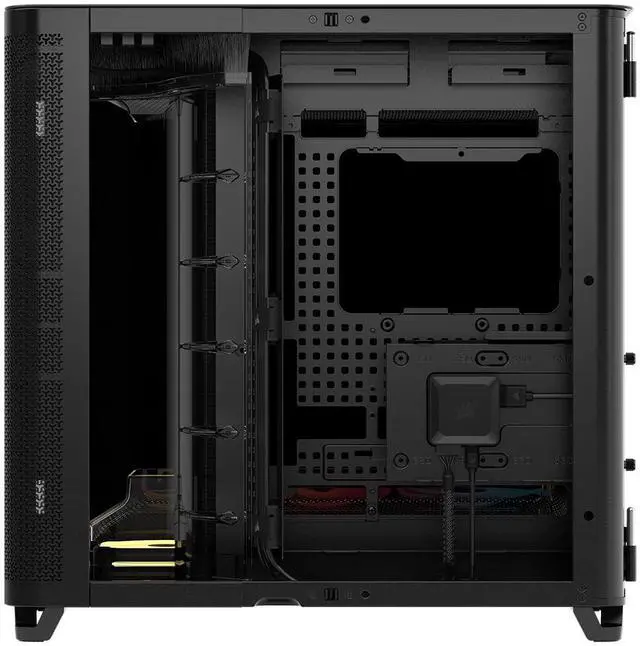 Alt view image 6 of 12 - Corsair AIR 5400 LX-R RGB iCUE LINK Triple Chamber Mid-Tower PC Case-Black with 3x iCUE LINK LX-R RGB 120mm reverse-rotor fans and System Hub Pre-Installed, BTF Back Plug Motherboard Design