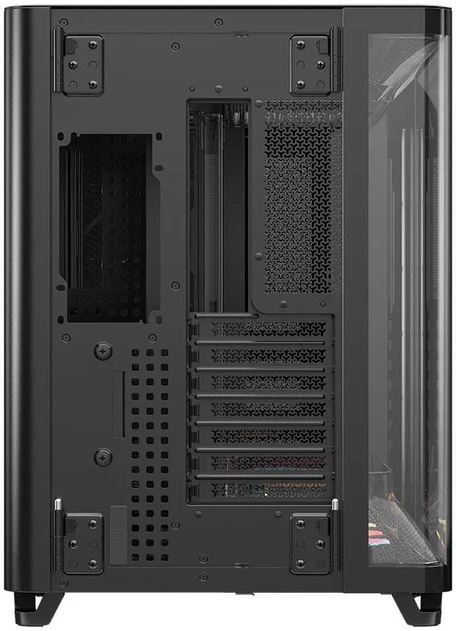 Alt view image 8 of 12 - Corsair AIR 5400 LX-R RGB iCUE LINK Triple Chamber Mid-Tower PC Case-Black with 3x iCUE LINK LX-R RGB 120mm reverse-rotor fans and System Hub Pre-Installed, BTF Back Plug Motherboard Design