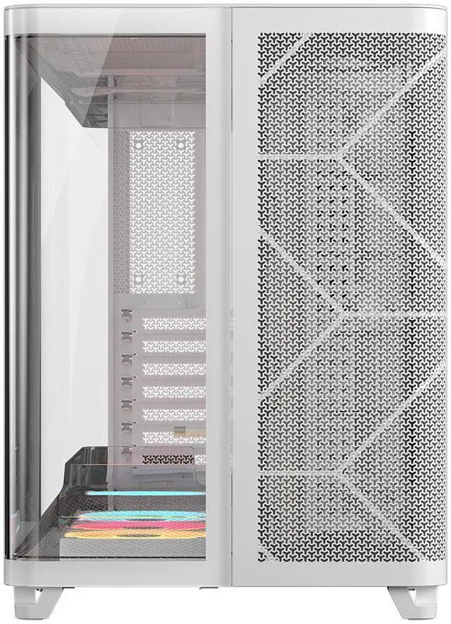 Alt view image 2 of 12 - Corsair AIR 5400 LX-R RGB iCUE LINK Triple Chamber Mid-Tower PC Case-White with 3x iCUE LINK LX-R RGB 120mm reverse-rotor fans and System Hub Pre-Installed, BTF Back Plug Motherboard Design