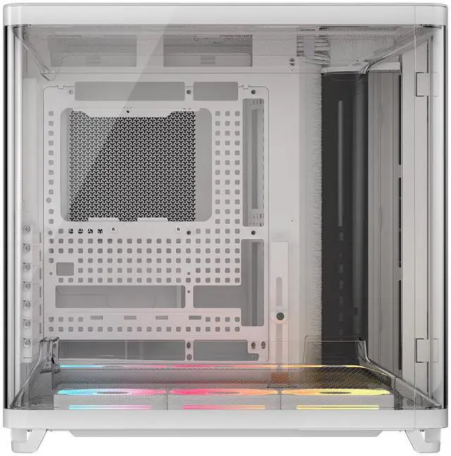 Alt view image 3 of 12 - Corsair AIR 5400 LX-R RGB iCUE LINK Triple Chamber Mid-Tower PC Case-White with 3x iCUE LINK LX-R RGB 120mm reverse-rotor fans and System Hub Pre-Installed, BTF Back Plug Motherboard Design
