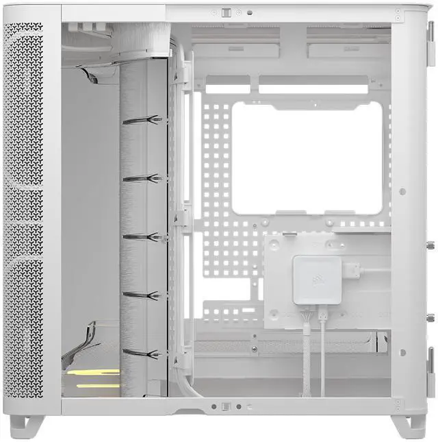 Alt view image 6 of 12 - Corsair AIR 5400 LX-R RGB iCUE LINK Triple Chamber Mid-Tower PC Case-White with 3x iCUE LINK LX-R RGB 120mm reverse-rotor fans and System Hub Pre-Installed, BTF Back Plug Motherboard Design