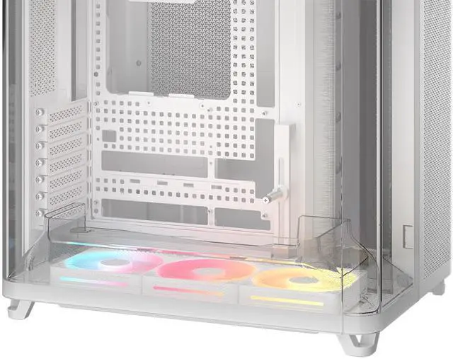 Alt view image 9 of 12 - Corsair AIR 5400 LX-R RGB iCUE LINK Triple Chamber Mid-Tower PC Case-White with 3x iCUE LINK LX-R RGB 120mm reverse-rotor fans and System Hub Pre-Installed, BTF Back Plug Motherboard Design