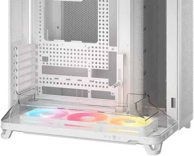 Alt view image 10 of 12 - Corsair AIR 5400 LX-R RGB iCUE LINK Triple Chamber Mid-Tower PC Case-White with 3x iCUE LINK LX-R RGB 120mm reverse-rotor fans and System Hub Pre-Installed, BTF Back Plug Motherboard Design