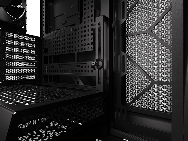Alt view image 11 of 20 - CORSAIR WARTHOG Airflow Mid-Tower Case - Thick Steel Construction - High-Airflow Performance - InfiniRail™ Fan Mounting System - Fits Multiple 360mm Radiators - Reverse Motherboard Support - Black