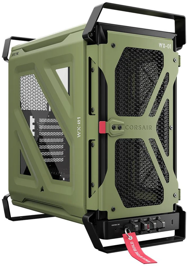 Main image of CORSAIR WARTHOG Airflow Mid-Tower Case - Thick Steel Construction - High-Airflow Performance - InfiniRail™ Fan Mounting System - Fits Multiple 360mm Radiators -Reverse Motherboard Support, Olive Drab