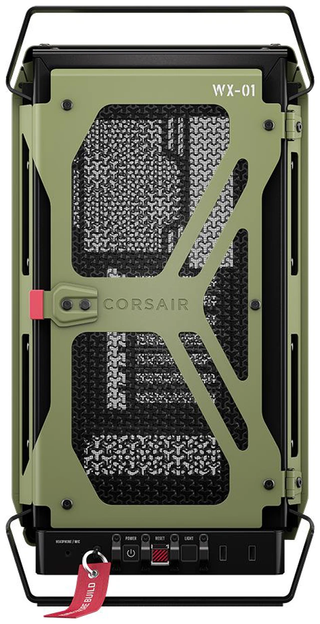 Alt view image 4 of 20 - CORSAIR WARTHOG Airflow Mid-Tower Case - Thick Steel Construction - High-Airflow Performance - InfiniRail™ Fan Mounting System - Fits Multiple 360mm Radiators -Reverse Motherboard Support, Olive Drab