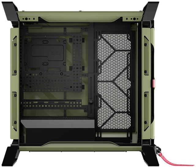 Alt view image 6 of 20 - CORSAIR WARTHOG Airflow Mid-Tower Case - Thick Steel Construction - High-Airflow Performance - InfiniRail™ Fan Mounting System - Fits Multiple 360mm Radiators -Reverse Motherboard Support, Olive Drab