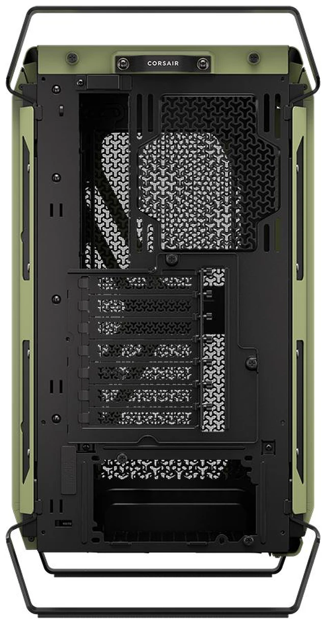 Alt view image 8 of 20 - CORSAIR WARTHOG Airflow Mid-Tower Case - Thick Steel Construction - High-Airflow Performance - InfiniRail™ Fan Mounting System - Fits Multiple 360mm Radiators -Reverse Motherboard Support, Olive Drab