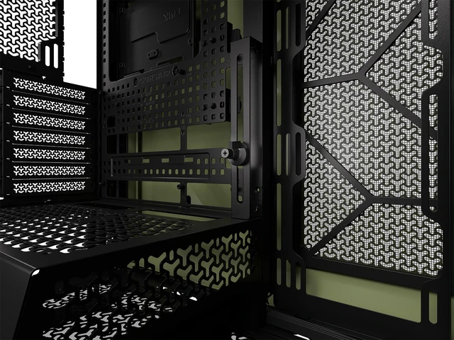 Alt view image 10 of 20 - CORSAIR WARTHOG Airflow Mid-Tower Case - Thick Steel Construction - High-Airflow Performance - InfiniRail™ Fan Mounting System - Fits Multiple 360mm Radiators -Reverse Motherboard Support, Olive Drab