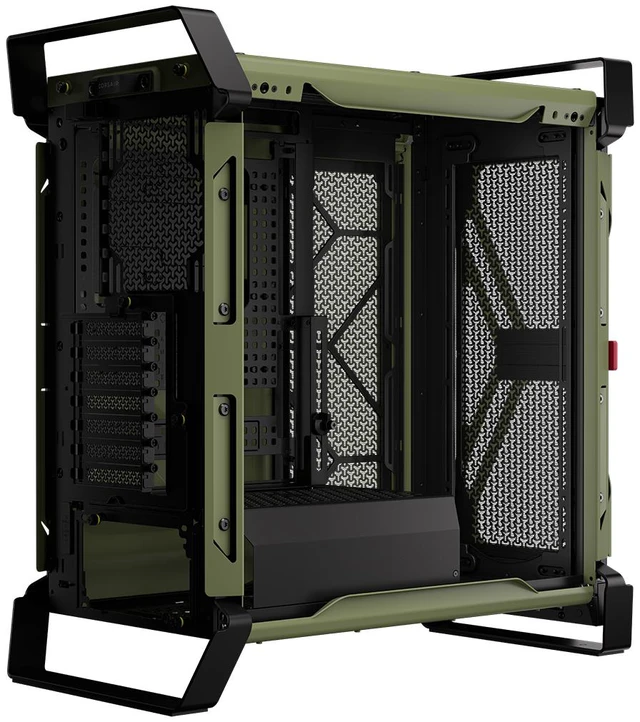Alt view image 3 of 20 - CORSAIR WARTHOG Airflow Mid-Tower Case - Thick Steel Construction - High-Airflow Performance - InfiniRail™ Fan Mounting System - Fits Multiple 360mm Radiators -Reverse Motherboard Support, Olive Drab