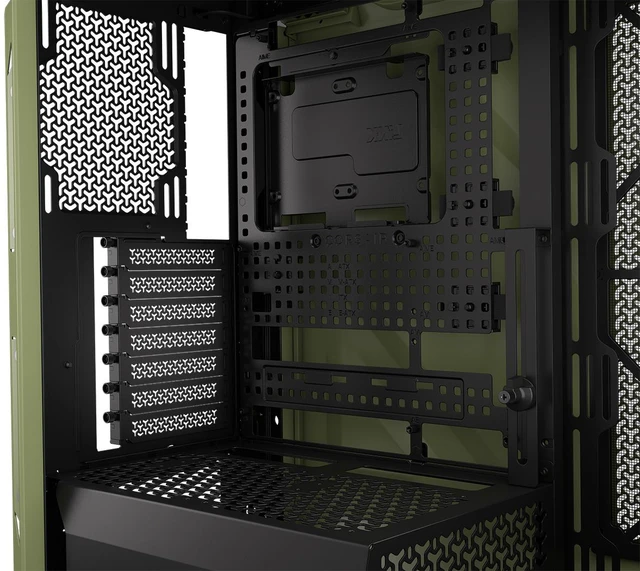Alt view image 12 of 20 - CORSAIR WARTHOG Airflow Mid-Tower Case - Thick Steel Construction - High-Airflow Performance - InfiniRail™ Fan Mounting System - Fits Multiple 360mm Radiators -Reverse Motherboard Support, Olive Drab