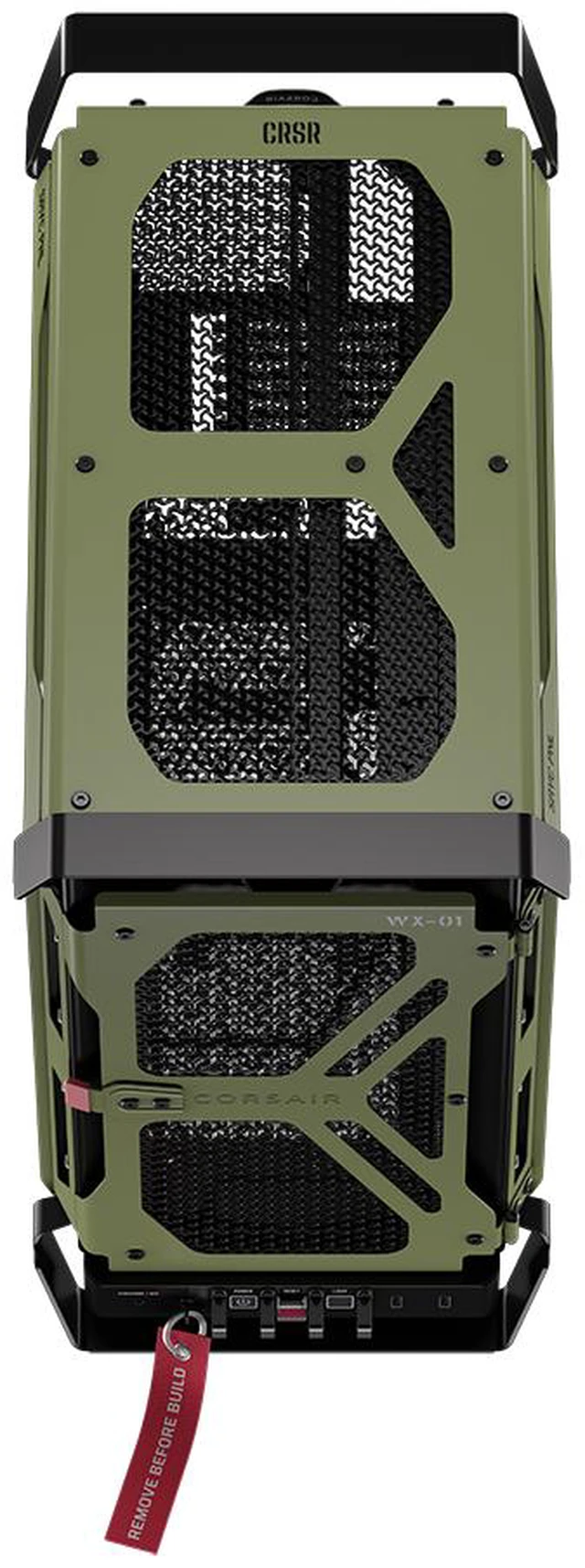 Alt view image 13 of 20 - CORSAIR WARTHOG Airflow Mid-Tower Case - Thick Steel Construction - High-Airflow Performance - InfiniRail™ Fan Mounting System - Fits Multiple 360mm Radiators -Reverse Motherboard Support, Olive Drab