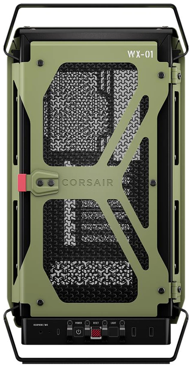 Alt view image 15 of 20 - CORSAIR WARTHOG Airflow Mid-Tower Case - Thick Steel Construction - High-Airflow Performance - InfiniRail™ Fan Mounting System - Fits Multiple 360mm Radiators -Reverse Motherboard Support, Olive Drab