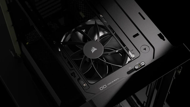 Alt view image 18 of 20 - CORSAIR WARTHOG Airflow Mid-Tower Case - Thick Steel Construction - High-Airflow Performance - InfiniRail™ Fan Mounting System - Fits Multiple 360mm Radiators -Reverse Motherboard Support, Olive Drab