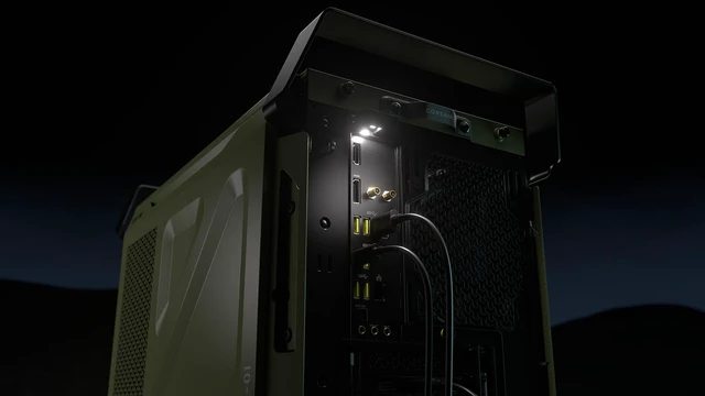 Alt view image 19 of 20 - CORSAIR WARTHOG Airflow Mid-Tower Case - Thick Steel Construction - High-Airflow Performance - InfiniRail™ Fan Mounting System - Fits Multiple 360mm Radiators -Reverse Motherboard Support, Olive Drab