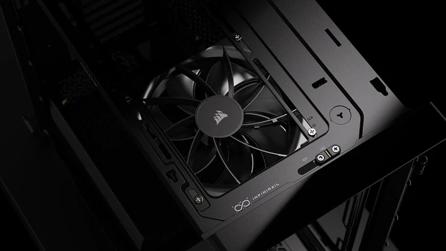 Alt view image 5 of 19 - CORSAIR WARTHOG RS Airflow Mid-Tower Case - Thick Steel Construction - 2x RS200 & 1x RS120 fans - High-Airflow Performance - InfiniRailFan Mounting System - Fits Multiple 360mm Radiators - Black