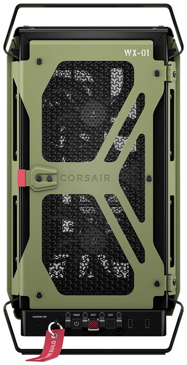 Alt view image 2 of 20 - CORSAIR WARTHOG RS Airflow Mid-Tower Case - Thick Steel Construction - 2x RS200 & 1x RS120 fans - High-Airflow Performance - InfiniRailFan Mounting System - Fits Multiple 360mm Radiators, , Olive Drab