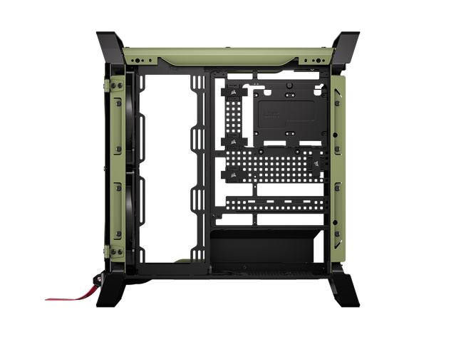 Alt view image 6 of 20 - CORSAIR WARTHOG RS Airflow Mid-Tower Case - Thick Steel Construction - 2x RS200 & 1x RS120 fans - High-Airflow Performance - InfiniRailFan Mounting System - Fits Multiple 360mm Radiators, , Olive Drab