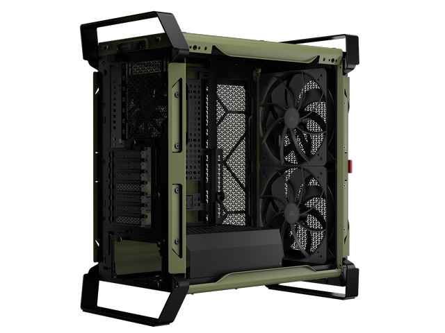 Alt view image 10 of 20 - CORSAIR WARTHOG RS Airflow Mid-Tower Case - Thick Steel Construction - 2x RS200 & 1x RS120 fans - High-Airflow Performance - InfiniRailFan Mounting System - Fits Multiple 360mm Radiators, , Olive Drab