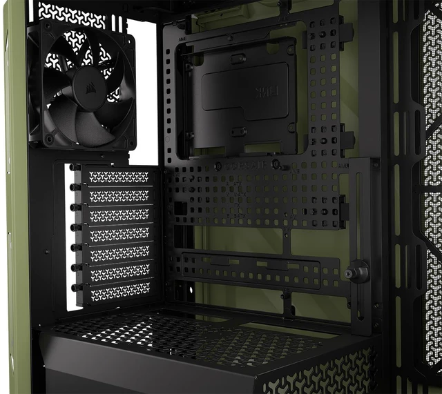 Alt view image 12 of 20 - CORSAIR WARTHOG RS Airflow Mid-Tower Case - Thick Steel Construction - 2x RS200 & 1x RS120 fans - High-Airflow Performance - InfiniRailFan Mounting System - Fits Multiple 360mm Radiators, , Olive Drab