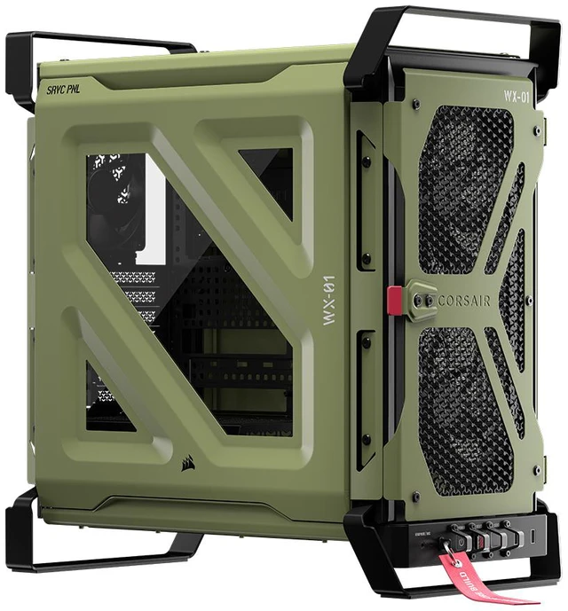 Alt view image 14 of 20 - CORSAIR WARTHOG RS Airflow Mid-Tower Case - Thick Steel Construction - 2x RS200 & 1x RS120 fans - High-Airflow Performance - InfiniRailFan Mounting System - Fits Multiple 360mm Radiators, , Olive Drab