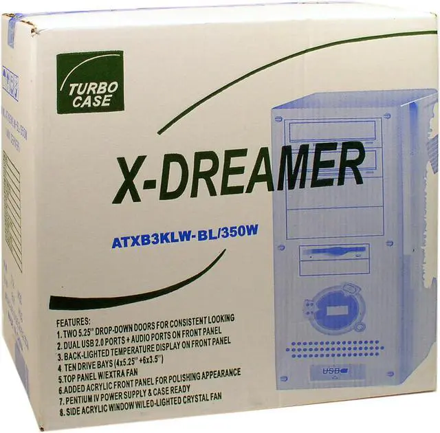 Alt view image 9 of 12 - APEVIA X-Dreamer ATXB3KLW-BL Blue Steel ATX Mid Tower Computer Case 420W Power Supply