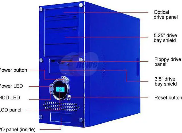 Alt view image 2 of 12 - APEVIA X-Dreamer ATXB3KLW-BL Blue Steel ATX Mid Tower Computer Case 420W Power Supply