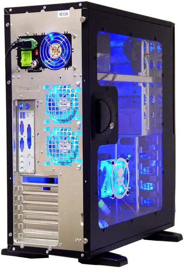 Alt view image 7 of 15 - APEVIA X-Superalien ATXA6SW-BK/500 Black w/ red alien eyes Aluminum Server Computer Case ATX Aluminum 500W Power Supply