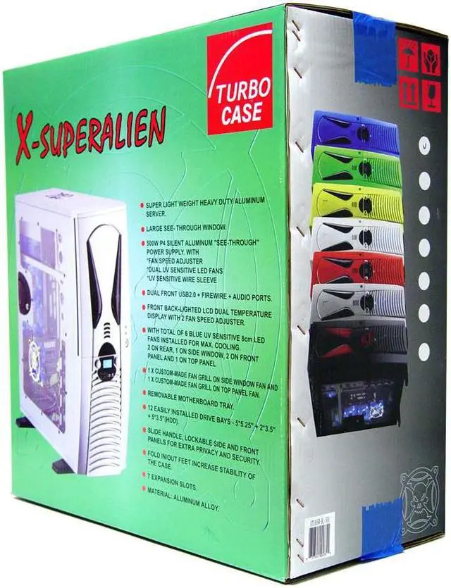 Alt view image 15 of 15 - APEVIA X-Superalien ATXA6SW-BK/500 Black w/ red alien eyes Aluminum Server Computer Case ATX Aluminum 500W Power Supply