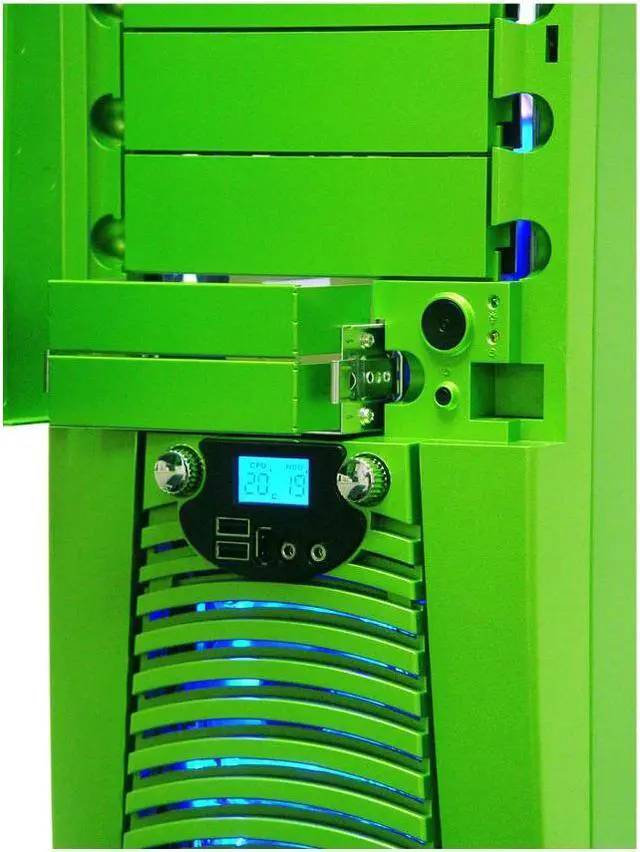 Alt view image 3 of 15 - APEVIA X-Superalien ATXA6SW-GN/500 Green Aluminum Server Computer Case 500W Power Supply