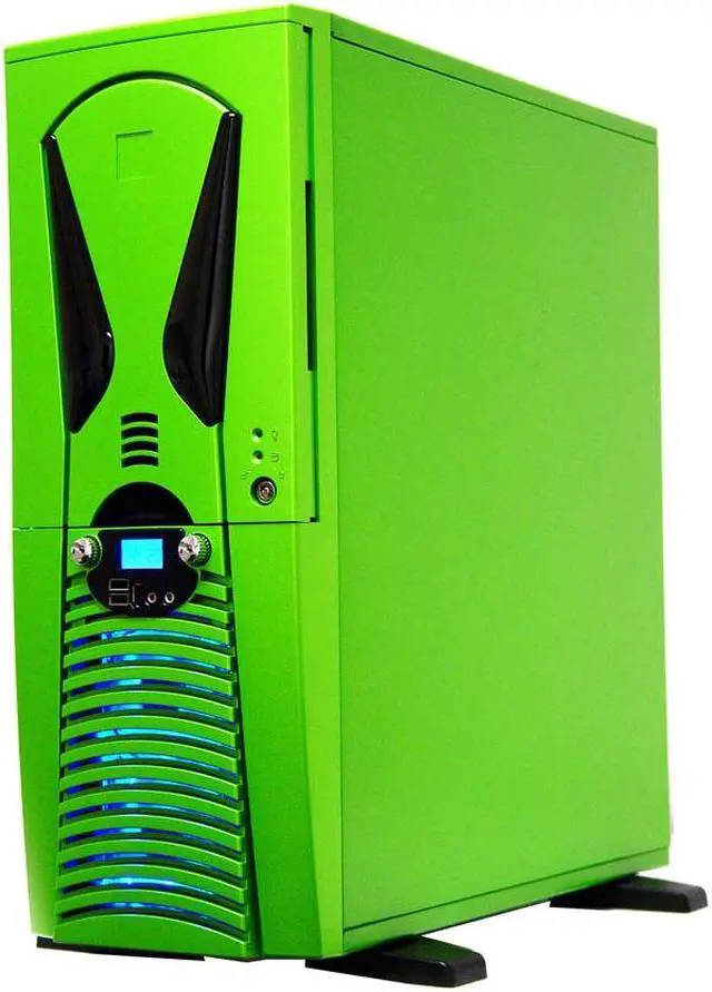 Alt view image 2 of 15 - APEVIA X-Superalien ATXA6SW-GN/500 Green Aluminum Server Computer Case 500W Power Supply