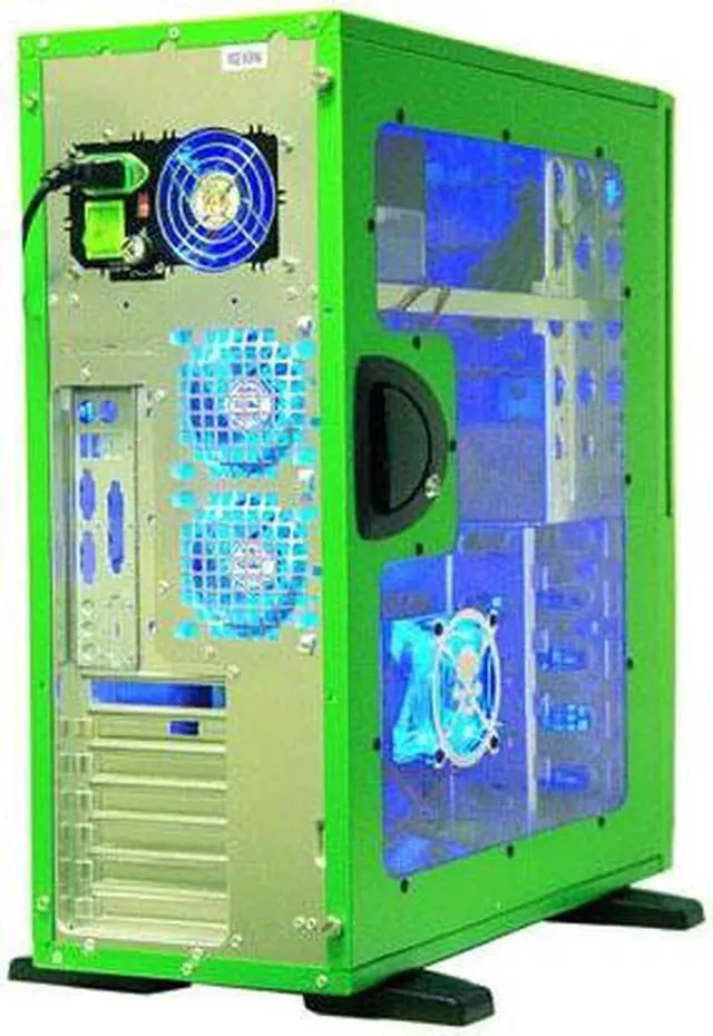Alt view image 7 of 15 - APEVIA X-Superalien ATXA6SW-GN/500 Green Aluminum Server Computer Case 500W Power Supply