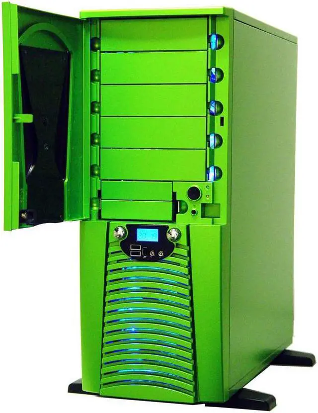 Alt view image 5 of 15 - APEVIA X-Superalien ATXA6SW-GN/500 Green Aluminum Server Computer Case 500W Power Supply