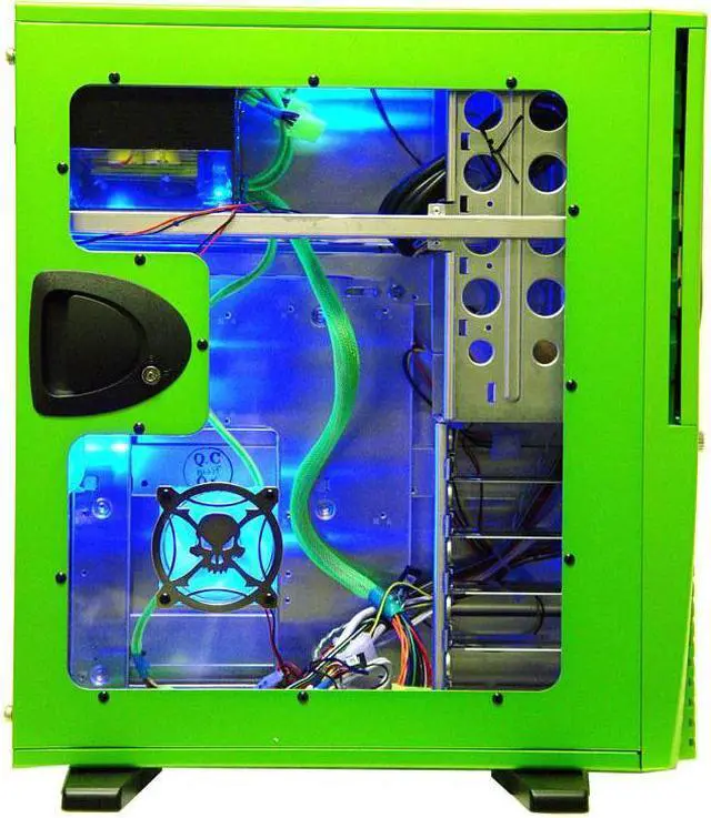 Alt view image 6 of 15 - APEVIA X-Superalien ATXA6SW-GN/500 Green Aluminum Server Computer Case 500W Power Supply