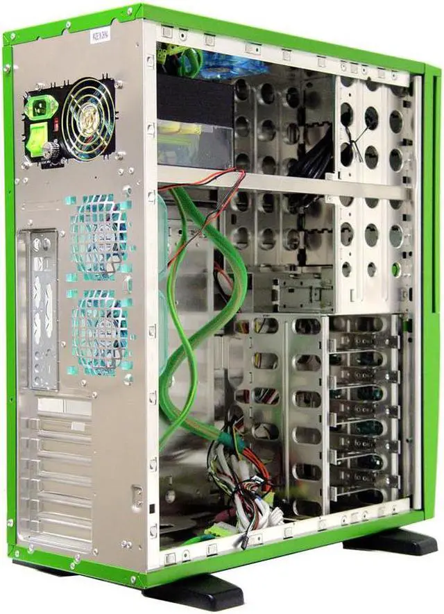 Alt view image 11 of 15 - APEVIA X-Superalien ATXA6SW-GN/500 Green Aluminum Server Computer Case 500W Power Supply
