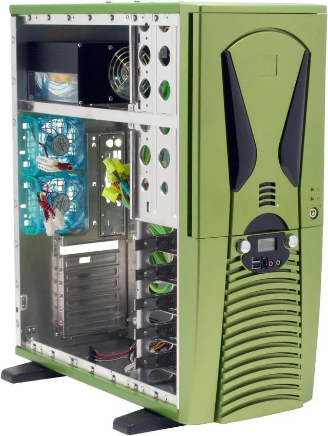 Alt view image 12 of 15 - APEVIA X-Superalien ATXA6SW-GN/500 Green Aluminum Server Computer Case 500W Power Supply