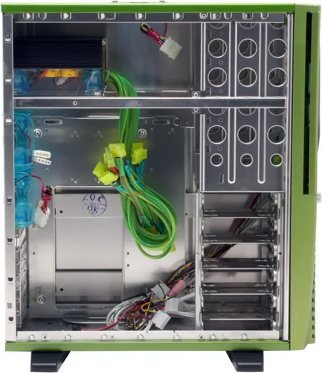 Alt view image 13 of 15 - APEVIA X-Superalien ATXA6SW-GN/500 Green Aluminum Server Computer Case 500W Power Supply