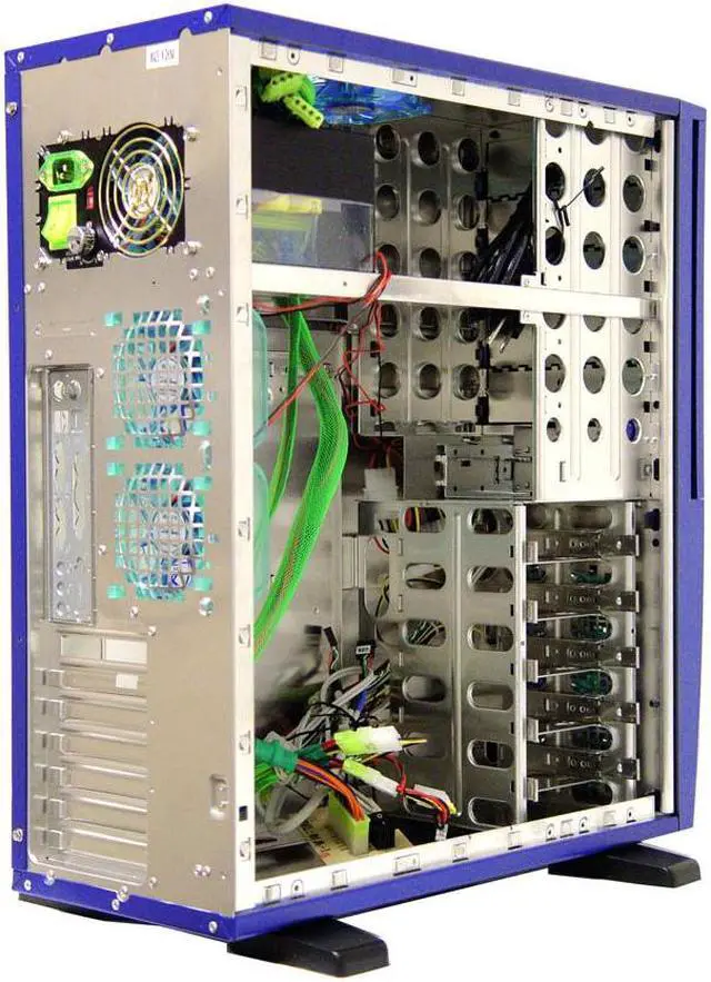 Alt view image 11 of 13 - APEVIA X-Superalien ATXA6SW-BL/500 Blue Aluminum Server Computer Case 500W Power Supply