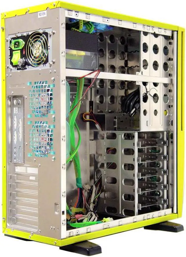 Alt view image 11 of 15 - APEVIA X-Superalien ATXA6SW-YL/500 Yellow Aluminum Server Computer Case 500W Power Supply