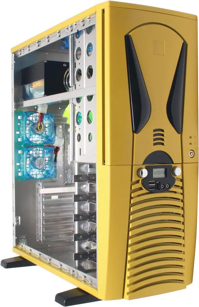 Alt view image 12 of 15 - APEVIA X-Superalien ATXA6SW-YL/500 Yellow Aluminum Server Computer Case 500W Power Supply