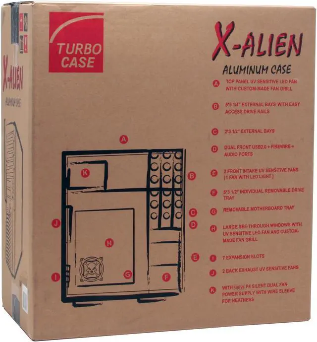 Alt view image 12 of 12 - APEVIA X-Alien ATXA7AW-BK/420 Black Aluminum Server Computer Case 420W Power Supply