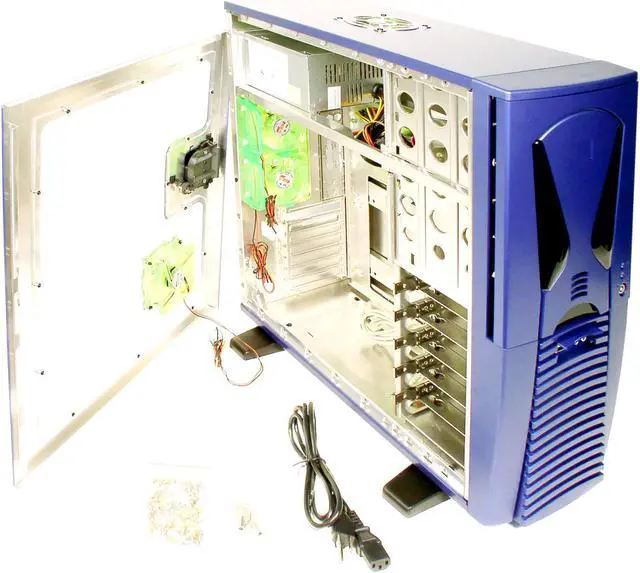 Alt view image 5 of 10 - APEVIA X-Alien ATXA7AW-BL/420 Blue Aluminum Server Computer Case 420W Power Supply