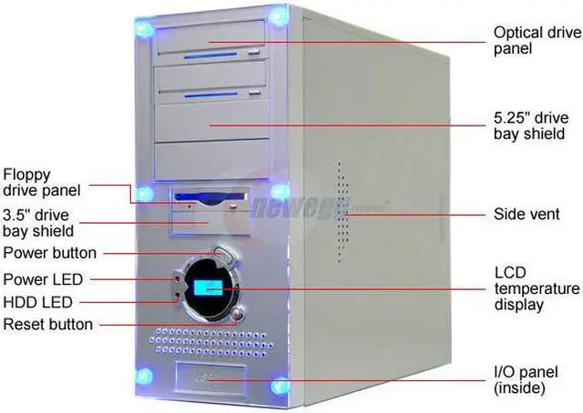 Alt view image 2 of 12 - APEVIA X-Dreamer II ATXB4KLW-AL Silver Steel ATX Mid Tower Computer Case ATX 420W for AMD/Intel Power Supply
