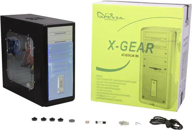 Alt view image 9 of 9 - APEVIA X-Gear ATXB5KLW-BK Black Steel ATX Mid Tower Computer Case 420W Power Supply
