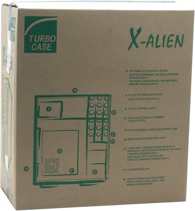 Alt view image 15 of 15 - APEVIA X-Alien ATXA1A-BK/420 Black Steel Server Computer Case 420W Power Supply